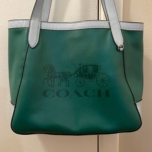 Coach colorblock tote in green